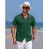 imageCOOFANDY Mens Knit Polo Shirts Button Down Short Sleeve Shirt Summer Casual Beach Vacation TopsDark Green