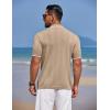imageCOOFANDY Mens Knit Polo Shirts Button Down Short Sleeve Shirt Summer Casual Beach Vacation TopsKhaki