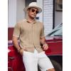 imageCOOFANDY Mens Knit Polo Shirts Button Down Short Sleeve Shirt Summer Casual Beach Vacation TopsKhaki