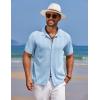 imageCOOFANDY Mens Knit Polo Shirts Button Down Short Sleeve Shirt Summer Casual Beach Vacation TopsLight Blue