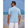 imageCOOFANDY Mens Knit Polo Shirts Button Down Short Sleeve Shirt Summer Casual Beach Vacation TopsLight Blue