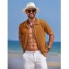 imageCOOFANDY Mens Knit Polo Shirts Button Down Short Sleeve Shirt Summer Casual Beach Vacation TopsLight Brown