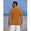imageCOOFANDY Mens Knit Polo Shirts Button Down Short Sleeve Shirt Summer Casual Beach Vacation TopsLight Brown