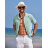 imageCOOFANDY Mens Knit Polo Shirts Button Down Short Sleeve Shirt Summer Casual Beach Vacation TopsLight Green