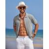 imageCOOFANDY Mens Knit Polo Shirts Button Down Short Sleeve Shirt Summer Casual Beach Vacation TopsLight Grey