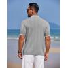 imageCOOFANDY Mens Knit Polo Shirts Button Down Short Sleeve Shirt Summer Casual Beach Vacation TopsLight Grey