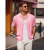 imageCOOFANDY Mens Knit Polo Shirts Button Down Short Sleeve Shirt Summer Casual Beach Vacation TopsLight Pink