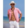imageCOOFANDY Mens Knit Polo Shirts Button Down Short Sleeve Shirt Summer Casual Beach Vacation TopsLight Pink