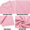 imageCOOFANDY Mens Knit Polo Shirts Button Down Short Sleeve Shirt Summer Casual Beach Vacation TopsLight Pink