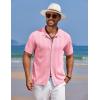 imageCOOFANDY Mens Knit Polo Shirts Button Down Short Sleeve Shirt Summer Casual Beach Vacation TopsLight Pink