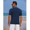 imageCOOFANDY Mens Knit Polo Shirts Button Down Short Sleeve Shirt Summer Casual Beach Vacation TopsNavy Blue