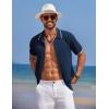 imageCOOFANDY Mens Knit Polo Shirts Button Down Short Sleeve Shirt Summer Casual Beach Vacation TopsNavy Blue