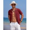 imageCOOFANDY Mens Knit Polo Shirts Button Down Short Sleeve Shirt Summer Casual Beach Vacation TopsWine Red