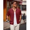 imageCOOFANDY Mens Knit Polo Shirts Button Down Short Sleeve Shirt Summer Casual Beach Vacation TopsWine Red