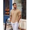 imageCOOFANDY Mens Polo Shirts Short Sleeve Casual Golf Shirt Basic Solid Color Collared TShirt Stylish Summer Polo T ShirtLight Khaki