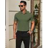 imageCOOFANDY Mens Polo Shirts Short Sleeve Slim Fit Casual Solid Basic Golf Shirt Collared TShirtArmy Green
