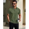 imageCOOFANDY Mens Polo Shirts Short Sleeve Slim Fit Casual Solid Basic Golf Shirt Collared TShirtArmy Green