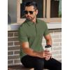 imageCOOFANDY Mens Polo Shirts Short Sleeve Slim Fit Casual Solid Basic Golf Shirt Collared TShirtArmy Green