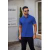 imageCOOFANDY Mens Polo Shirts Short Sleeve Slim Fit Casual Solid Basic Golf Shirt Collared TShirtBlue