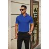 imageCOOFANDY Mens Polo Shirts Short Sleeve Slim Fit Casual Solid Basic Golf Shirt Collared TShirtBlue
