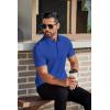 imageCOOFANDY Mens Polo Shirts Short Sleeve Slim Fit Casual Solid Basic Golf Shirt Collared TShirtBlue