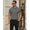 imageCOOFANDY Mens Polo Shirts Short Sleeve Slim Fit Casual Solid Basic Golf Shirt Collared TShirtDark Grey