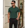imageCOOFANDY Mens Polo Shirts Short Sleeve Slim Fit Casual Solid Basic Golf Shirt Collared TShirtGreen
