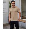imageCOOFANDY Mens Polo Shirts Short Sleeve Slim Fit Casual Solid Basic Golf Shirt Collared TShirtKhaki