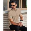 imageCOOFANDY Mens Polo Shirts Short Sleeve Slim Fit Casual Solid Basic Golf Shirt Collared TShirtKhaki