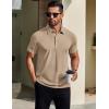 imageCOOFANDY Mens Polo Shirts Short Sleeve Slim Fit Casual Solid Basic Golf Shirt Collared TShirtKhaki