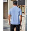 imageCOOFANDY Mens Polo Shirts Short Sleeve Slim Fit Casual Solid Basic Golf Shirt Collared TShirtLight Blue