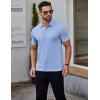 imageCOOFANDY Mens Polo Shirts Short Sleeve Slim Fit Casual Solid Basic Golf Shirt Collared TShirtLight Blue