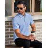 imageCOOFANDY Mens Polo Shirts Short Sleeve Slim Fit Casual Solid Basic Golf Shirt Collared TShirtLight Blue
