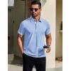imageCOOFANDY Mens Polo Shirts Short Sleeve Slim Fit Casual Solid Basic Golf Shirt Collared TShirtLight Blue
