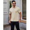 imageCOOFANDY Mens Polo Shirts Short Sleeve Slim Fit Casual Solid Basic Golf Shirt Collared TShirtLight Khaki
