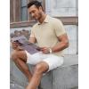imageCOOFANDY Mens Polo Shirts Short Sleeve Slim Fit Casual Solid Basic Golf Shirt Collared TShirtLight Khaki