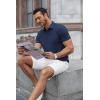 imageCOOFANDY Mens Polo Shirts Short Sleeve Slim Fit Casual Solid Basic Golf Shirt Collared TShirtNavy Blue
