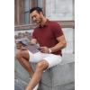 imageCOOFANDY Mens Polo Shirts Short Sleeve Slim Fit Casual Solid Basic Golf Shirt Collared TShirtWine Red
