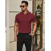 imageCOOFANDY Mens Polo Shirts Short Sleeve Slim Fit Casual Solid Basic Golf Shirt Collared TShirtWine Red