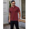 imageCOOFANDY Mens Polo Shirts Short Sleeve Slim Fit Casual Solid Basic Golf Shirt Collared TShirtWine Red
