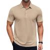imageCOOFANDY Mens Polo Shirts Short Sleeve Slim Fit Casual Solid Basic Golf Shirt Collared TShirtKhaki