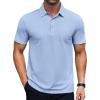 imageCOOFANDY Mens Polo Shirts Short Sleeve Slim Fit Casual Solid Basic Golf Shirt Collared TShirtLight Blue