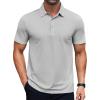 imageCOOFANDY Mens Polo Shirts Short Sleeve Slim Fit Casual Solid Basic Golf Shirt Collared TShirtLight Grey