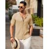 imageCOOFANDY Mens Knit Button Down Shirt Short Sleeve Polo Sweater Summer Casual Shirts Cuban Beach TopsCream