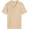 imageCOOFANDY Mens Knit Button Down Shirt Short Sleeve Polo Sweater Summer Casual Shirts Cuban Beach TopsCream