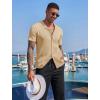 imageCOOFANDY Mens Knit Button Down Shirt Short Sleeve Polo Sweater Summer Casual Shirts Cuban Beach TopsCream