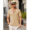 imageCOOFANDY Mens Knit Button Down Shirt Short Sleeve Polo Sweater Summer Casual Shirts Cuban Beach TopsCream