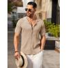 imageCOOFANDY Mens Knit Button Down Shirt Short Sleeve Polo Sweater Summer Casual Shirts Cuban Beach TopsKhaki