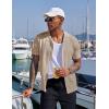 imageCOOFANDY Mens Knit Button Down Shirt Short Sleeve Polo Sweater Summer Casual Shirts Cuban Beach TopsKhaki