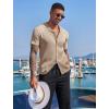 imageCOOFANDY Mens Knit Button Down Shirt Short Sleeve Polo Sweater Summer Casual Shirts Cuban Beach TopsKhaki